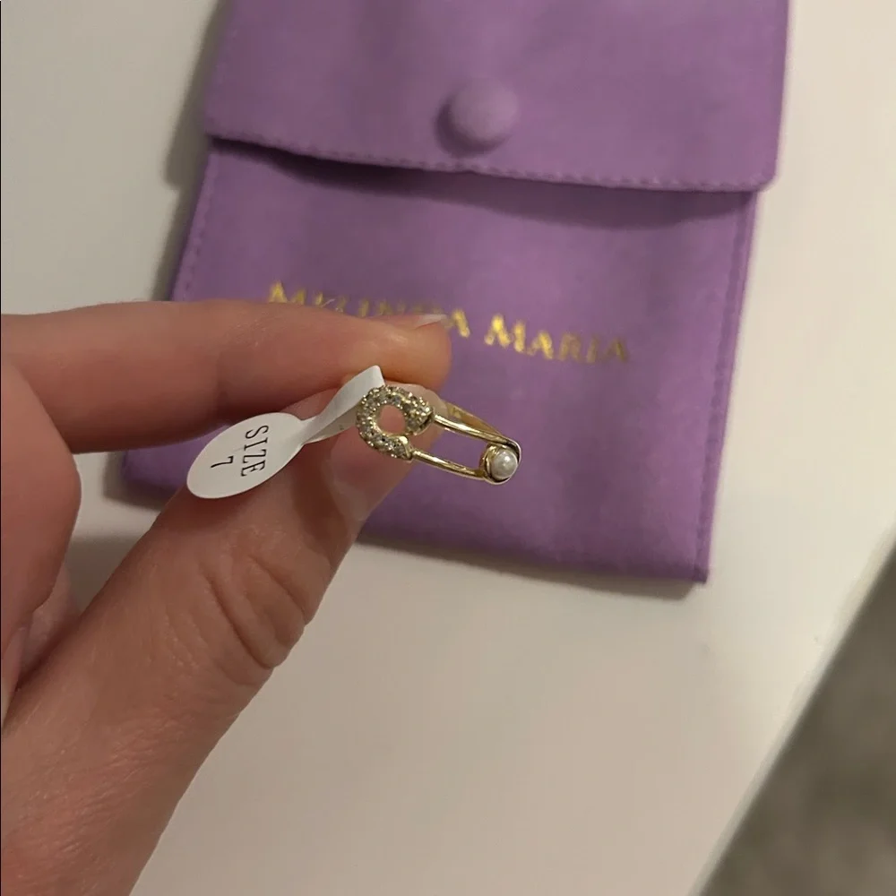 Melinda Maria Gold Ring with Pearl and Simulated Diamonds - Picture 2 of 4